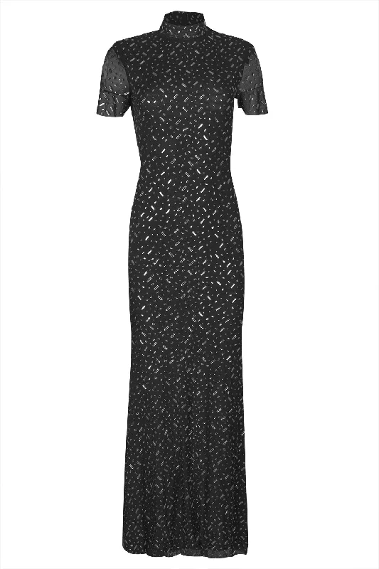 Rhinestone Maxi Dress Elegant Maxi Dress with Belt