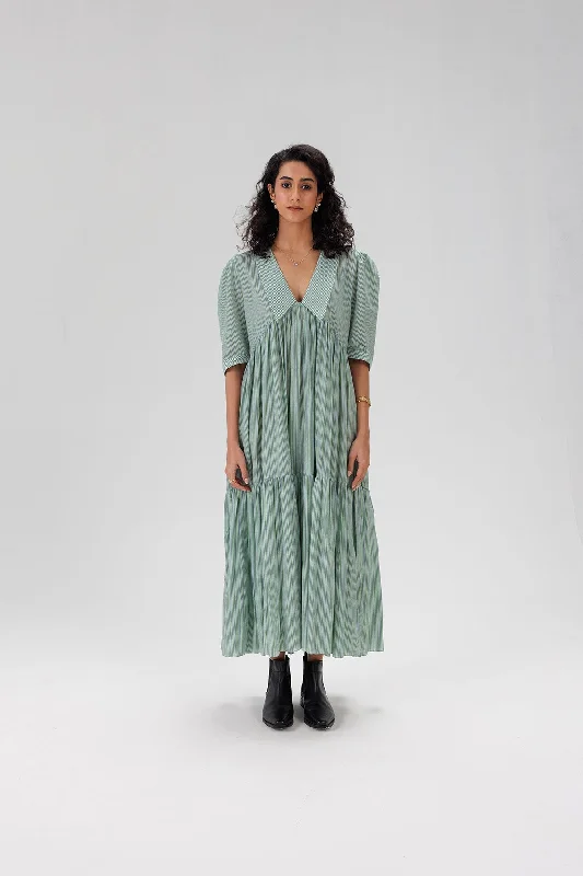 Striped Cotton Maxi Dress Comfortable Casual Maxi Dress