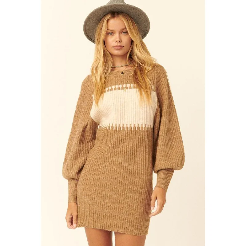 A Ribbed Knit Sweater Mini Dress Elegant Sequin Mini Dress