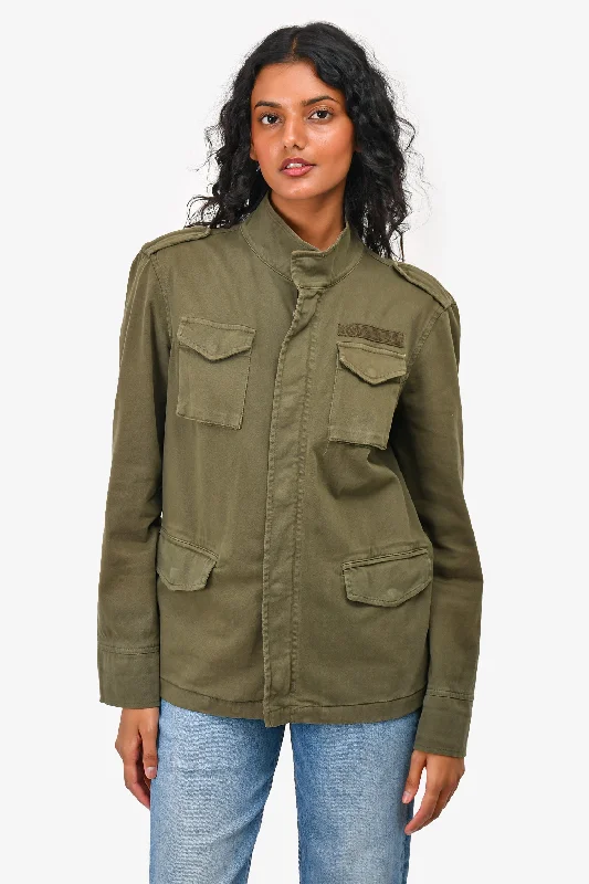 Anine Bing Army Green Utility Jacket Size S Insulated Jacket Fitted Jacket Loose Jacket