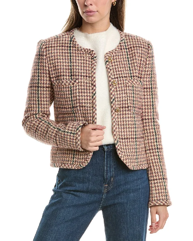 Derek Lam 10 Crosby Emilia Knot Button Wool-Blend Jacket Welt Pockets Slit Pockets Flap Pockets