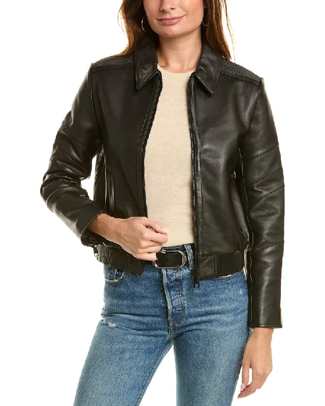 The Kooples Leather Jacket Cardigan Sweater Pullover