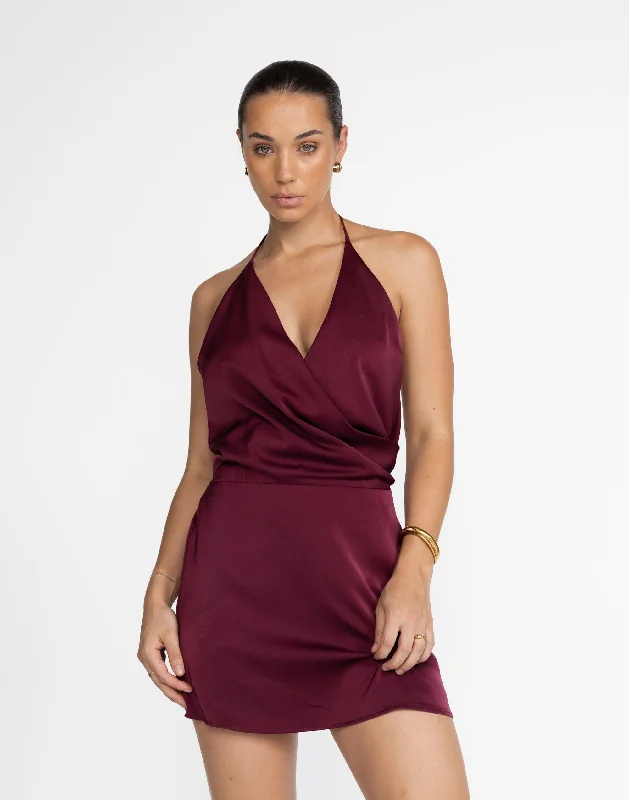 Cabaret Mini Dress (Plum) Fashionable Lace Mini Dress