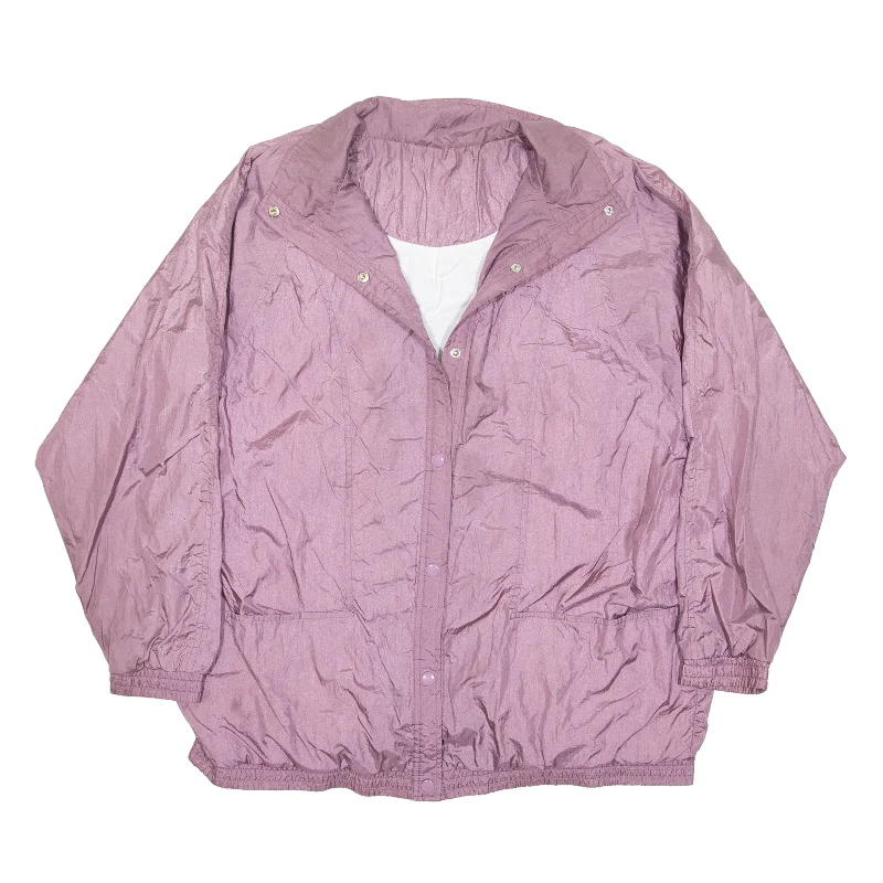 Coach Jacket Pink Nylon 90s Womens XL Zippered Front Buttoned Front Snap Front