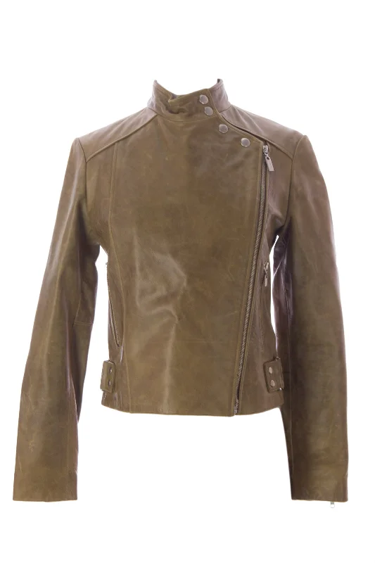 DOMA by Luciano Abitboul Kiwi Side Zip Leather Moto Jacket 1181 $693 NEW Welt Pockets Slit Pockets Flap Pockets