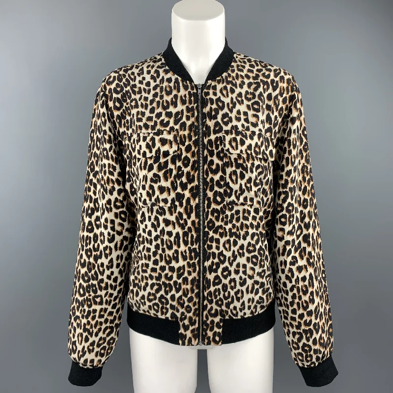 EQUIPMENT Size S Black & Tan Leopard Silk Jacket Striped Jacket Polka Dot Jacket Floral Jacket