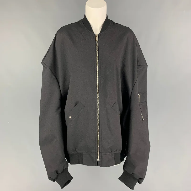 FRANKIE SHOP Size One Size Black Polyester Oversized Bomber Jacket Cotton Jacket Linen Jacket Terry Jacket