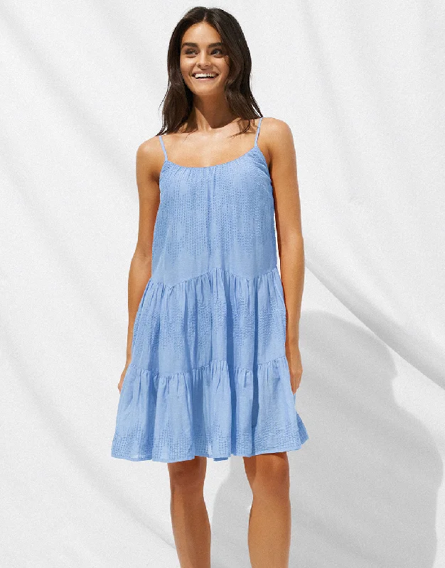 Island Nostalgia Mini Dress - Cornflower Elegant Tulle Mini Dress