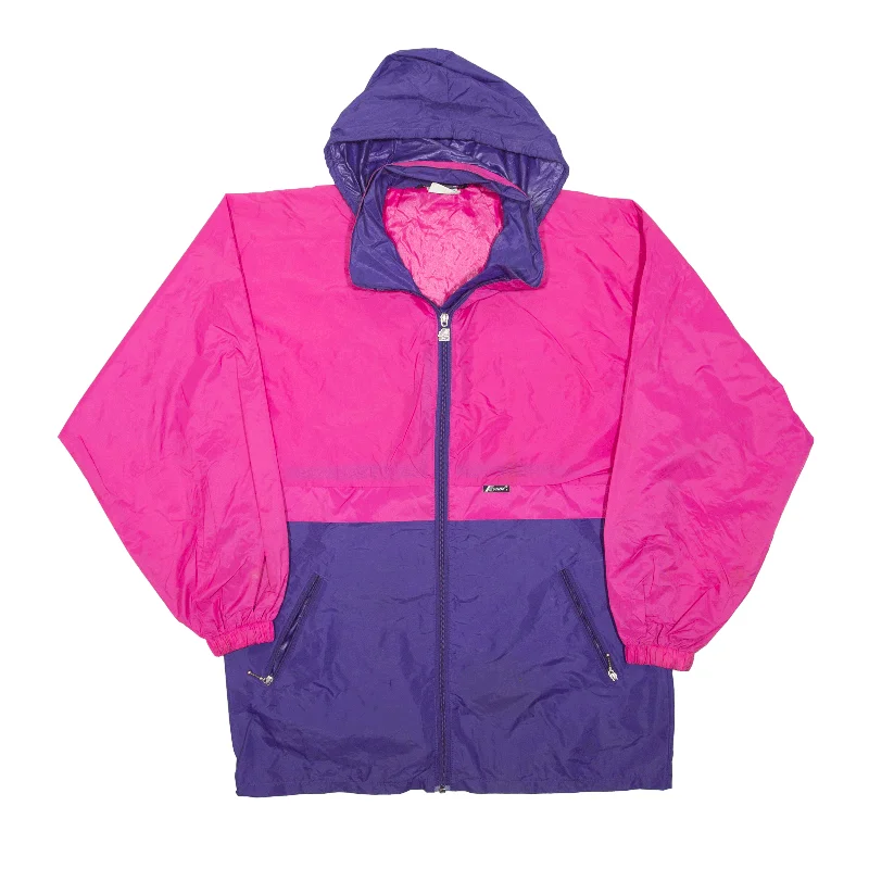 K-WAY Windbreaker Jacket Pink 90s Colourblock Womens XL Notch Collar Peter Pan Collar Cowl Neck