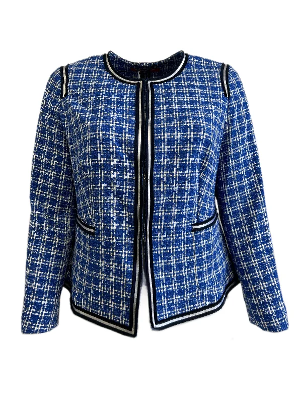 Marina Rinaldi Women's Blue Calamaio Tweed Jacket Size 16W/25 NWT Mesh Jacket Canvas Jacket Denim Jacket