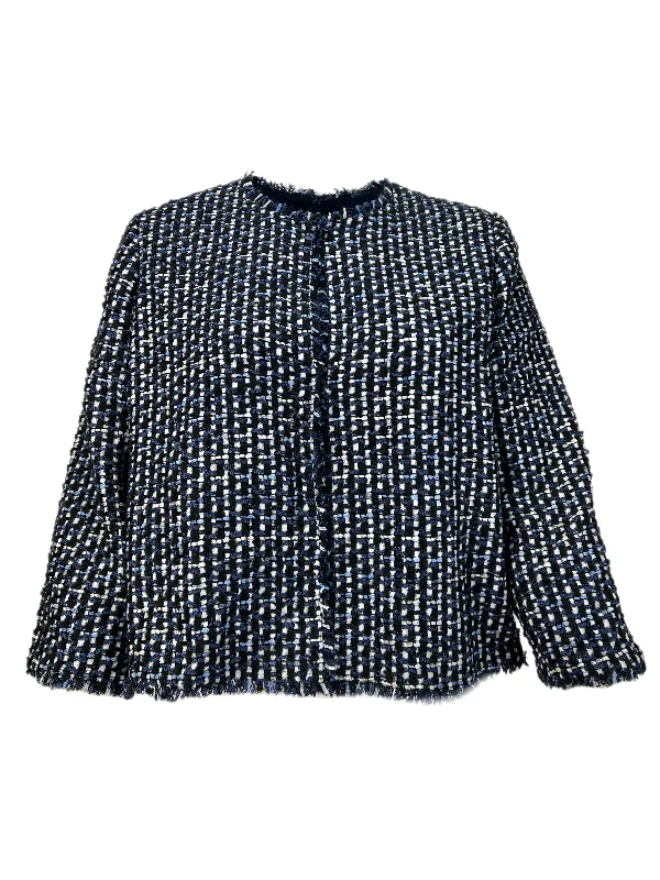 Marina Rinaldi Women's Navy Casanova Cropped Tweed Jacket NWT Mesh Jacket Canvas Jacket Denim Jacket