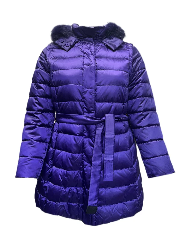 Marina Rinaldi Women's Purple Artico Hooded Quilted Jacket Size 12W/21 NWT Jacket Blazer Coat