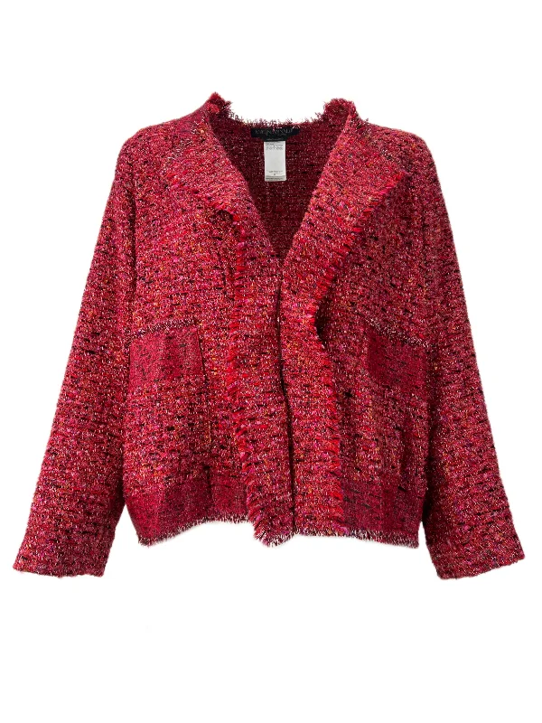 Marina Rinaldi Women's Red Cefalu Tweed Jacket NWT Jersey Jacket Tulle Jacket Batik Jacket