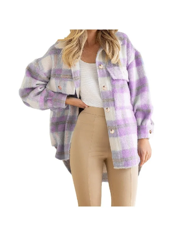 Pink and Cream Plaid Woolen Jacket Nylon Fabric Polyester Fabric Spandex Fabric