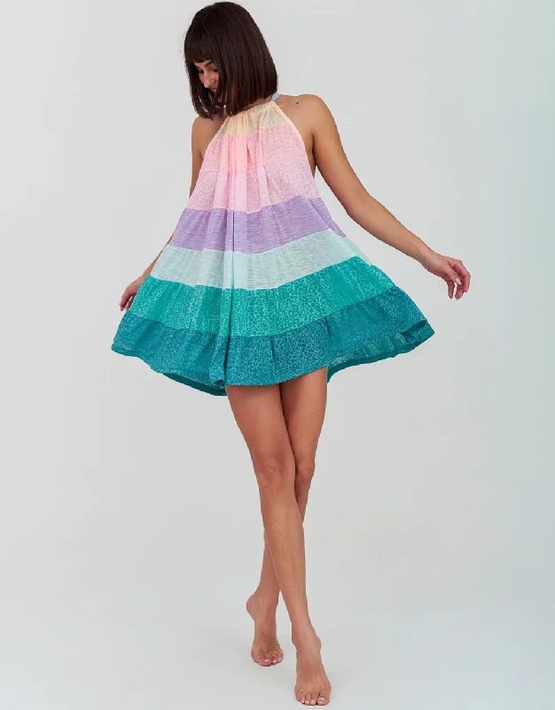 Popsicle Halter Mini Dress - Pastels Trendy Lace Mini Dress