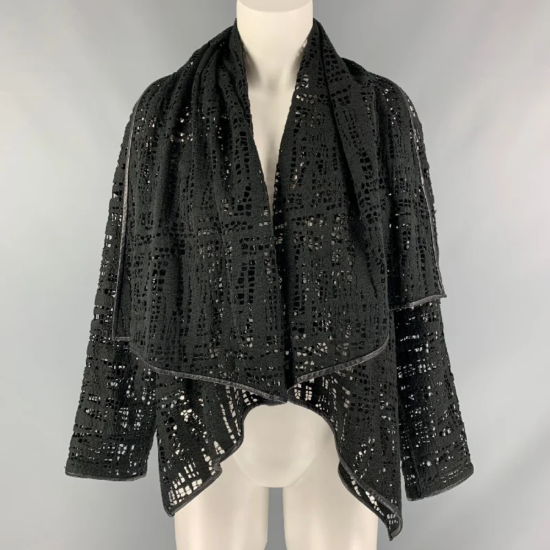 PORTS 1961 Size 8 Black Lace Asymmetrical Jacket Nylon Jacket Polyester Jacket Spandex Jacket