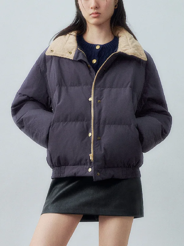 Quilted Down Press Button Puffer Jackets Snapped Jacket Toggled Jacket Drawstring Jacket