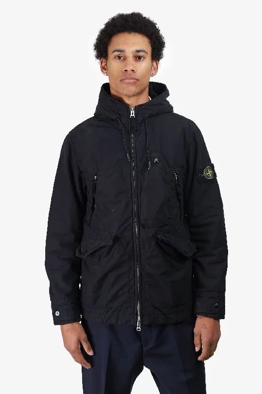 Stone Island Black Light Puffer Jacket Size M Mens Faux Fur Jacket Real Fur Jacket Shearling Jacket