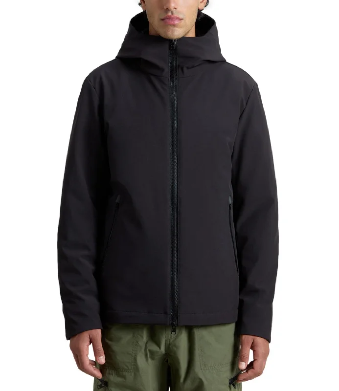 Woolrich Giubbino Uomo PACIFIC SOFT SHELL JACKET Nero Snapped Jacket Toggled Jacket Drawstring Jacket