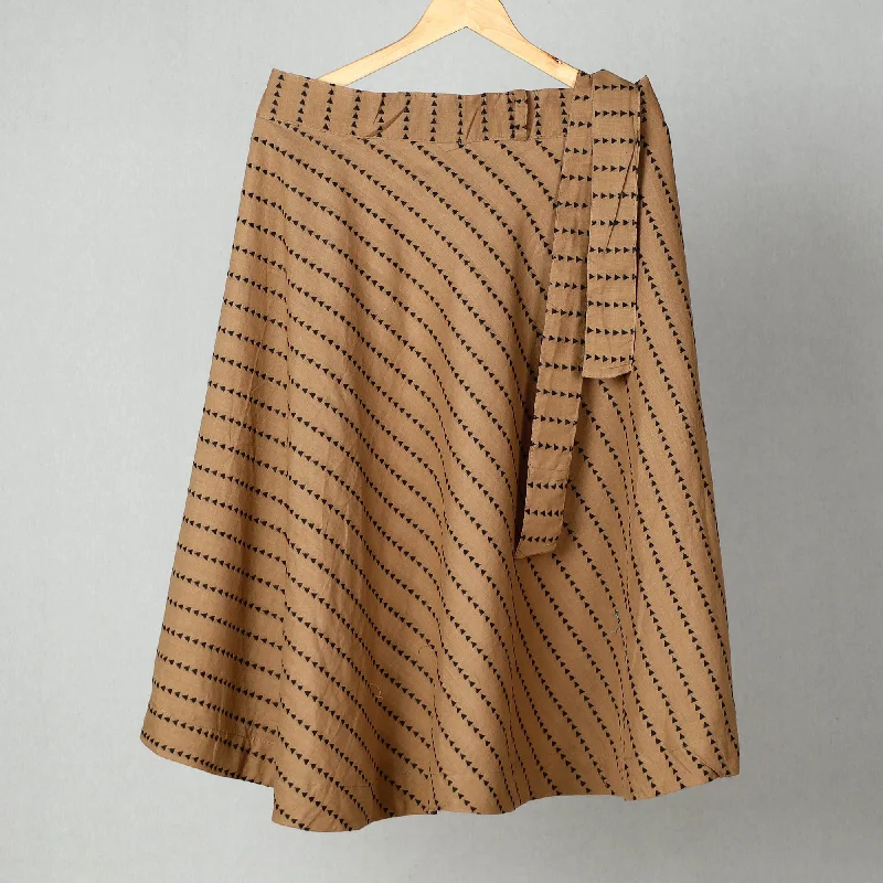 Brown - Jacquard Cotton Wrap Around Skirt 15 silk skirt luxurious