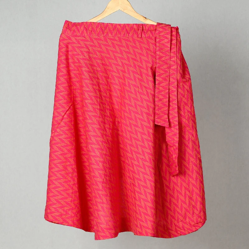 Pink - Jacquard Cotton Wrap Around Skirt 21 wool skirt sturdy