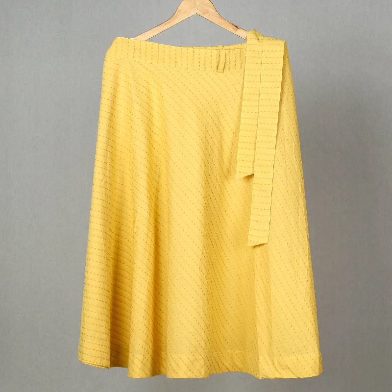 Yellow - Jacquard Cotton Wrap Around Skirt 23 cashmere skirt soft