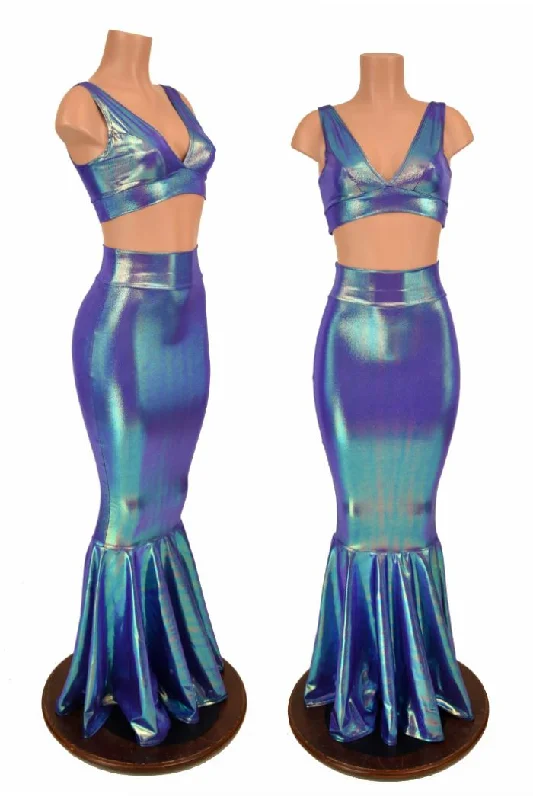 2PC Mermaid Skirt & Starlette Bralette leather skirt bold