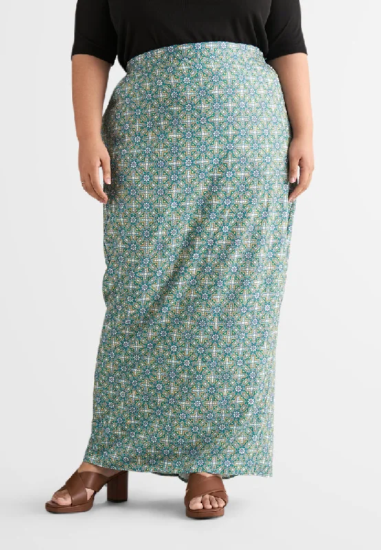 Seniya Mix-N-Match Printed Fan Skirt - Green breathable skirt fabric