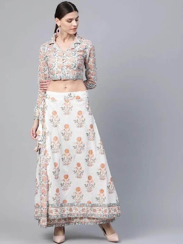 Women's Khari Print Shirt with Skirt - AKS summer skirt style