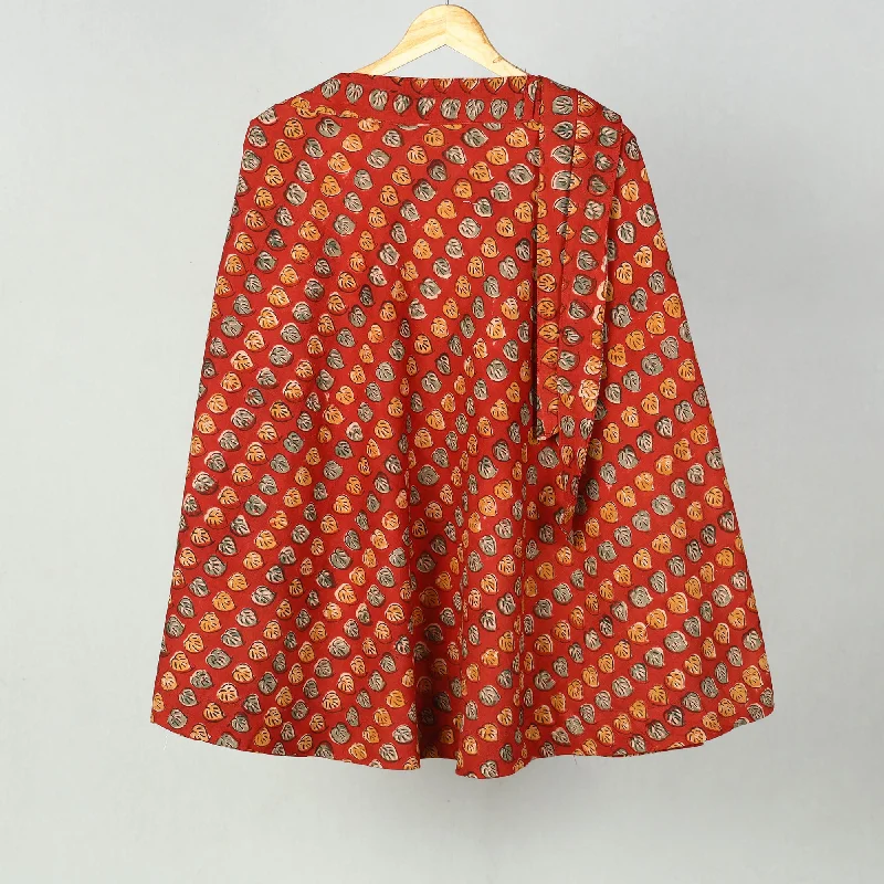 Red - Block Printed Cotton Wrap Around Kalamkari Skirt 05 denim skirt trendy