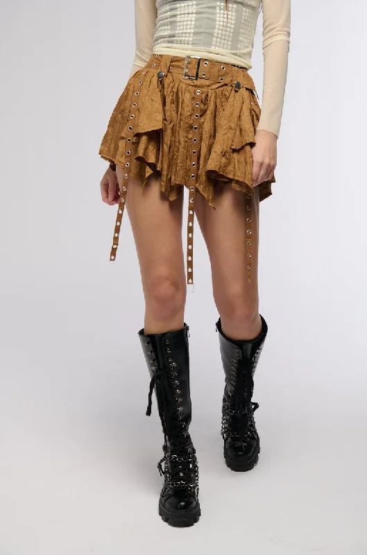 BREAK MY SOUL SKIRT IN BROWN mini skirt trendy