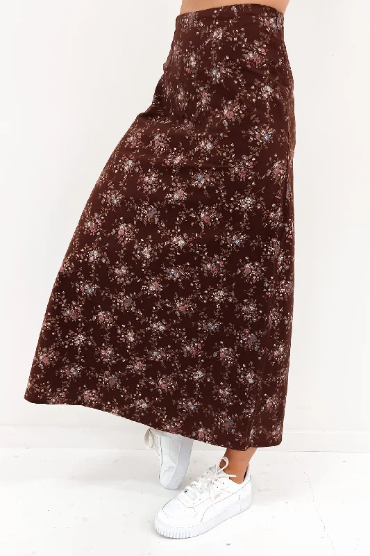 Dakota Floral Maxi Skirt Print velvet skirt luxurious