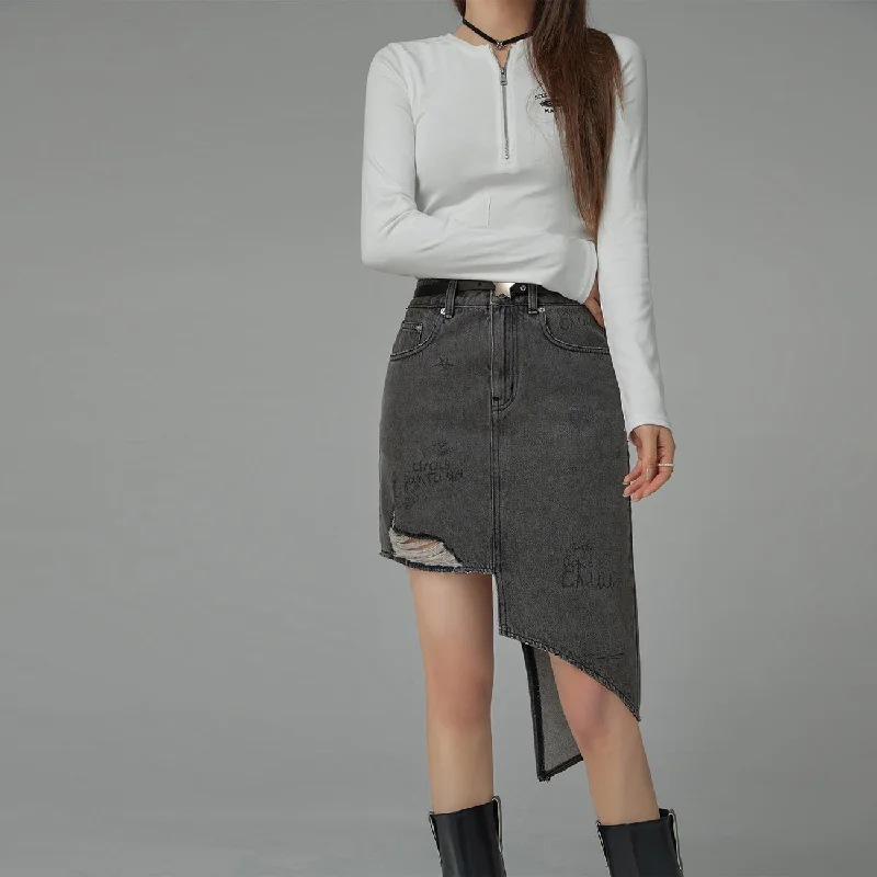 Unbalanced Denim Skirt denim skirt fashionable