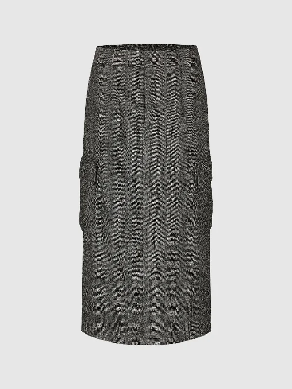 Flap Pocket Straight Skirts breathable skirt fabric