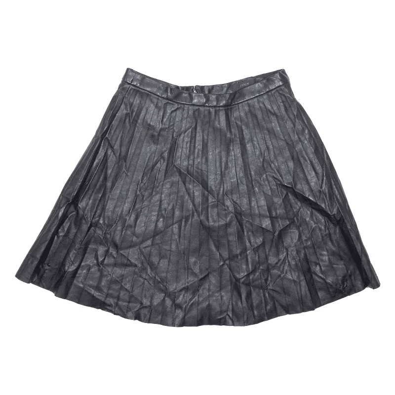 J.CREW Faux Leather Womens Pleated Skirt Black Short S leather skirt bold