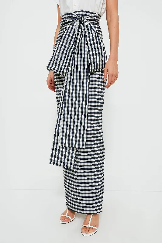 Navy Gingham Bernard Skirt chiffon skirt flowing