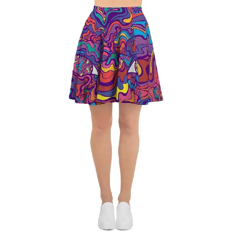 Psychedelic Face Women's Skirt pleated skirt texture