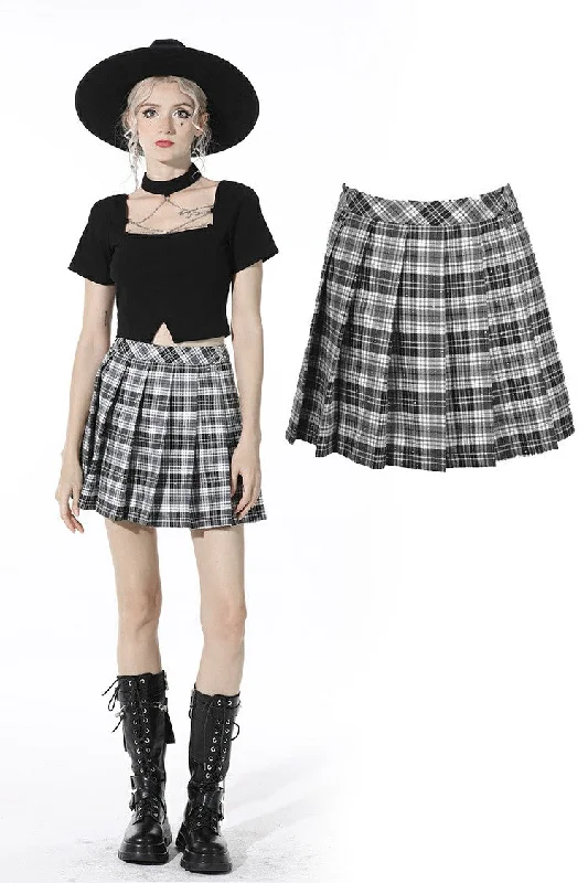 Punk easy match black white contrast pleated mini skirt KW200 wrap skirt elegant