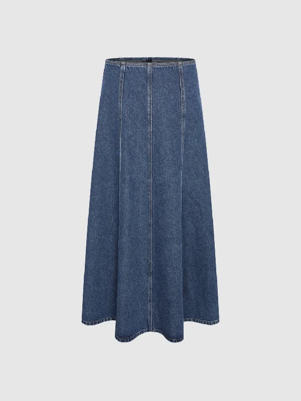 Regular Denim Skirts satin skirt smooth