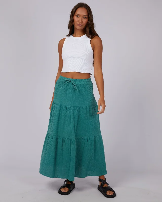 Silent Theory Mahlia Maxi Skirt Green cashmere skirt fine