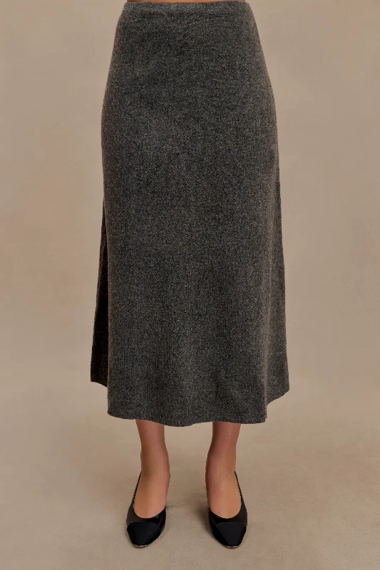 Vivica Knit Maxi Skirt - Charcoal Marle leather skirt sleek