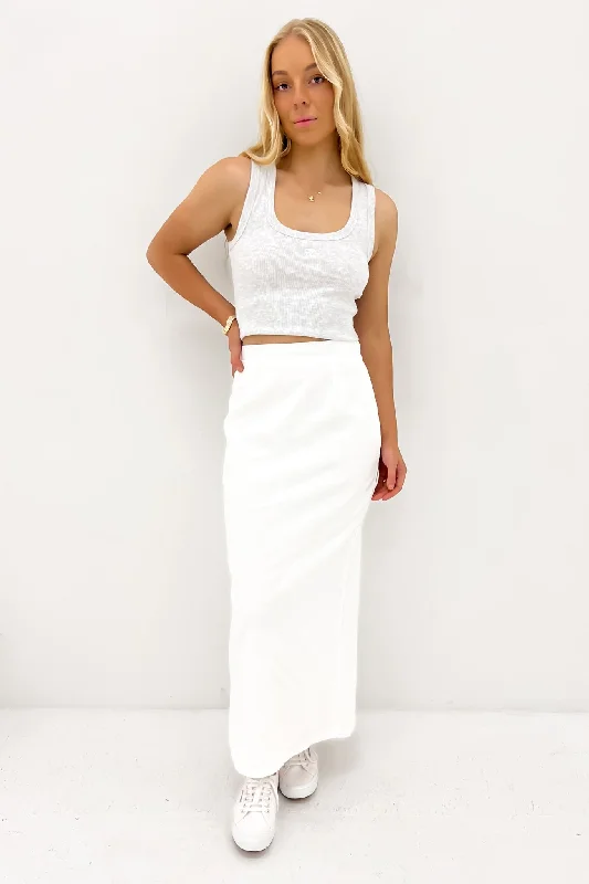 Zelinda Midi Skirt White velvet skirt sumptuous